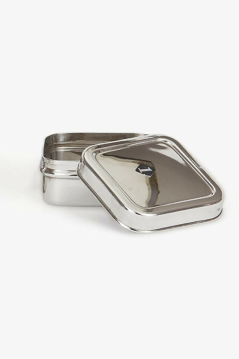 Zion Stainless Steel Royal Plain Square Lunch Box - 200 ML
