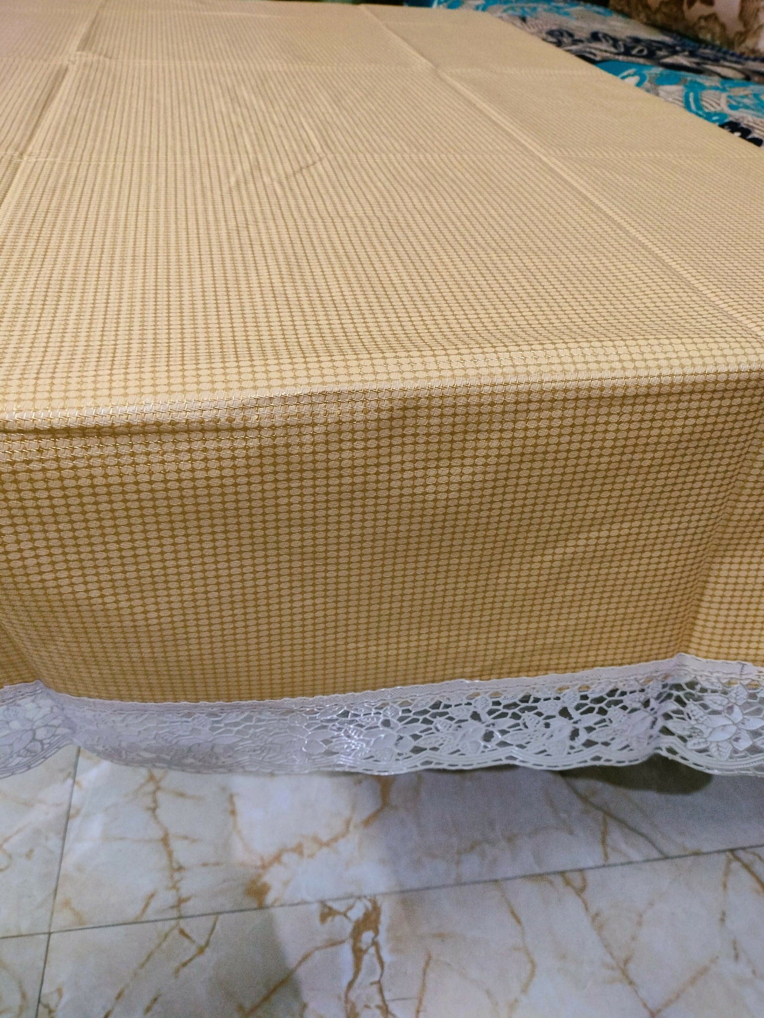 Mopak Decor 3D Printed Table Cover with Lace (40x60) for 4-Seater – Rectangular Dining and Centre Table Cloth