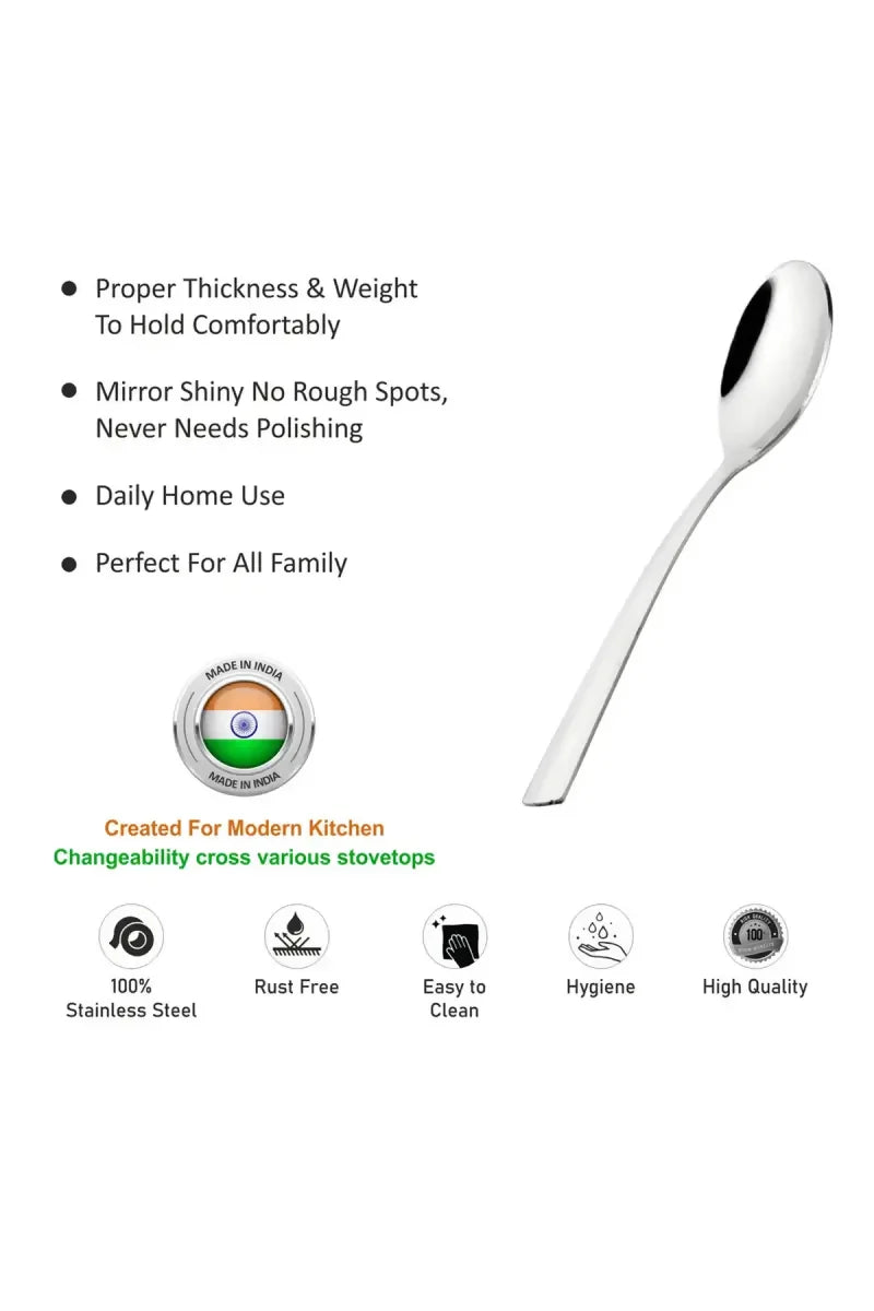 Prabha Stainless Steel Petal Tea Spoon Set - 14cm