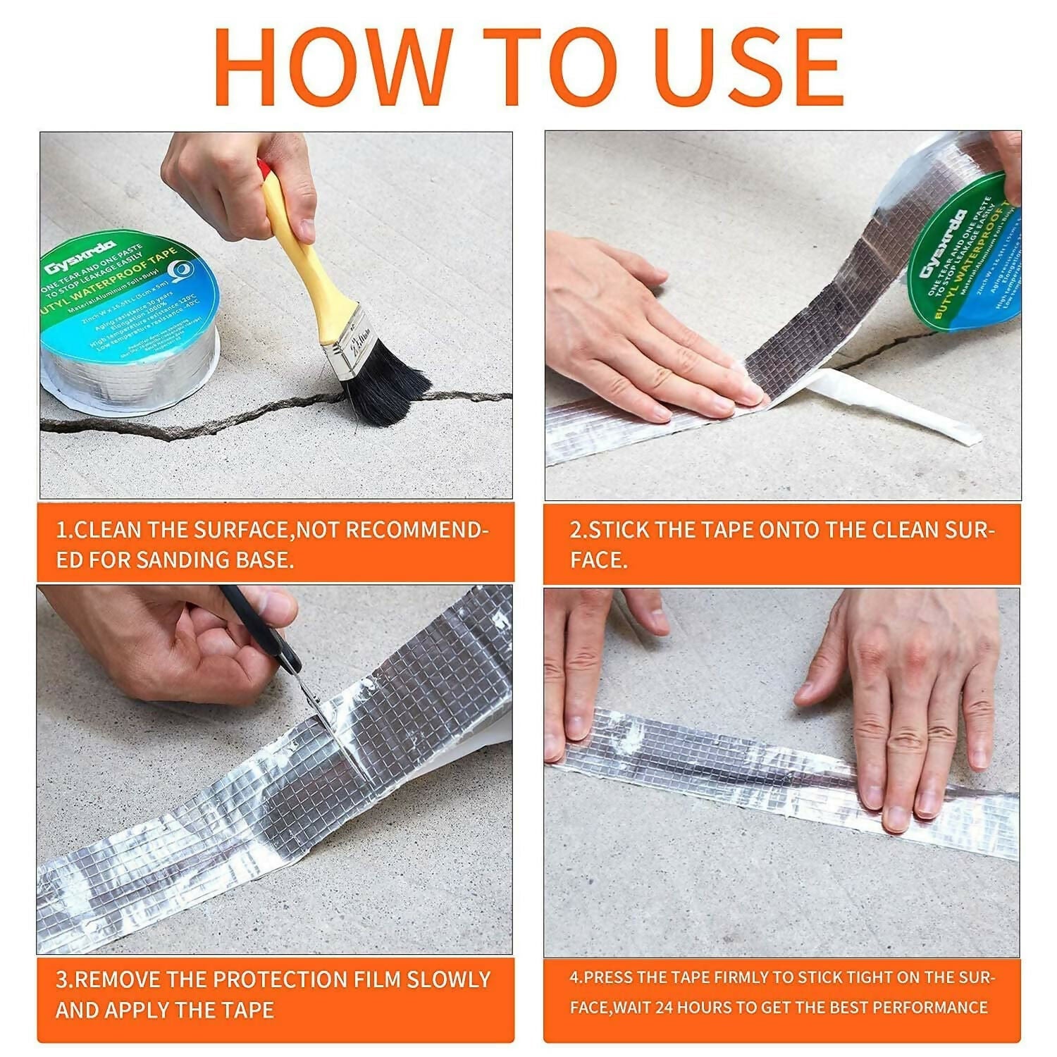 Waterproof Butyl Rubber Aluminum Foil Repair Tape Strong Adhesive Leak Seal for Pipes, Roofs & More