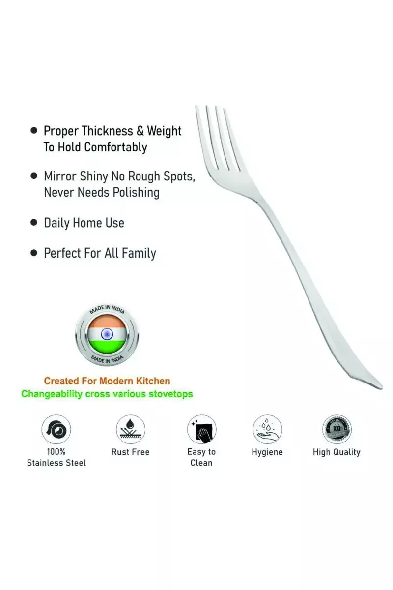 Prabha Stainless Steel Monalisa Tea Fork Set - 14cm