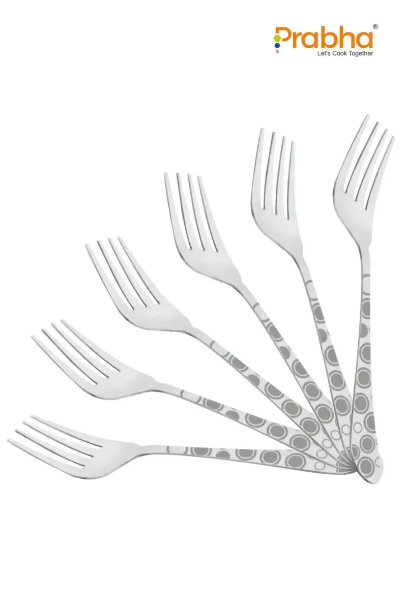 Prabha - Stainless Steel Fusion Dessert Fork Set - 19cm