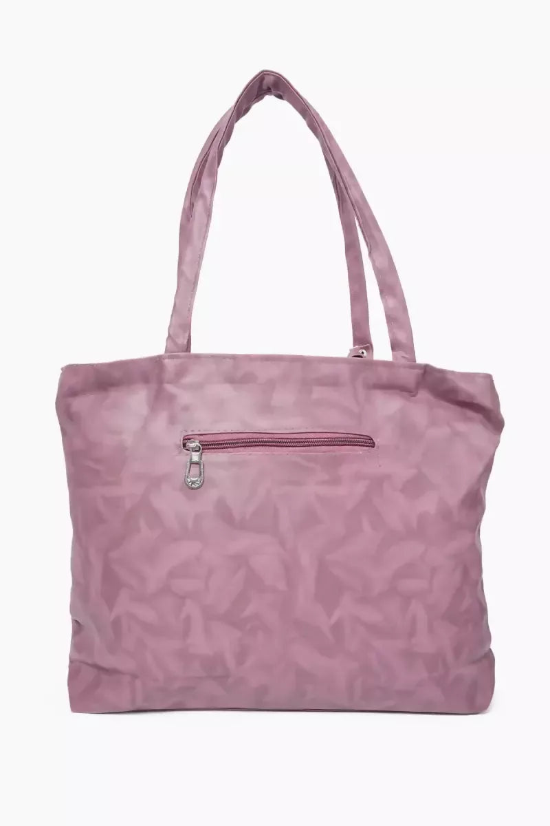 PU Leather Butterfly Design Hand Bag for Women - Mauve