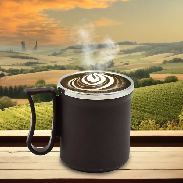 Stainless Steel Coffee Mug with Lid and Handle Plastic Cover 200ml (Random Color)