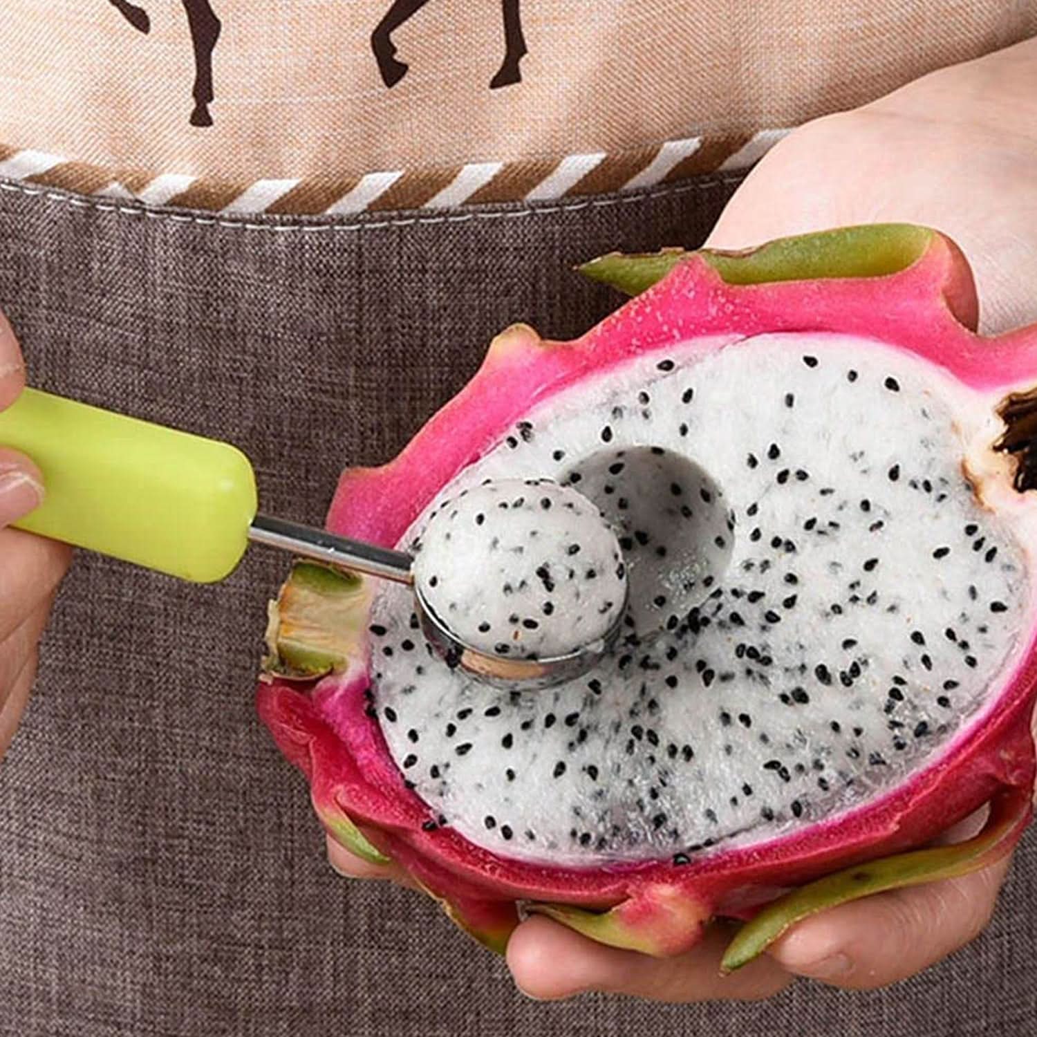 4 In 1 Stainless Steel Melon Baller Seed Remover Sorbet Dessert Ball Spoon Fruit Digging Spoon Double Sided Fruit Scooper Watermelon Baller Scoop
