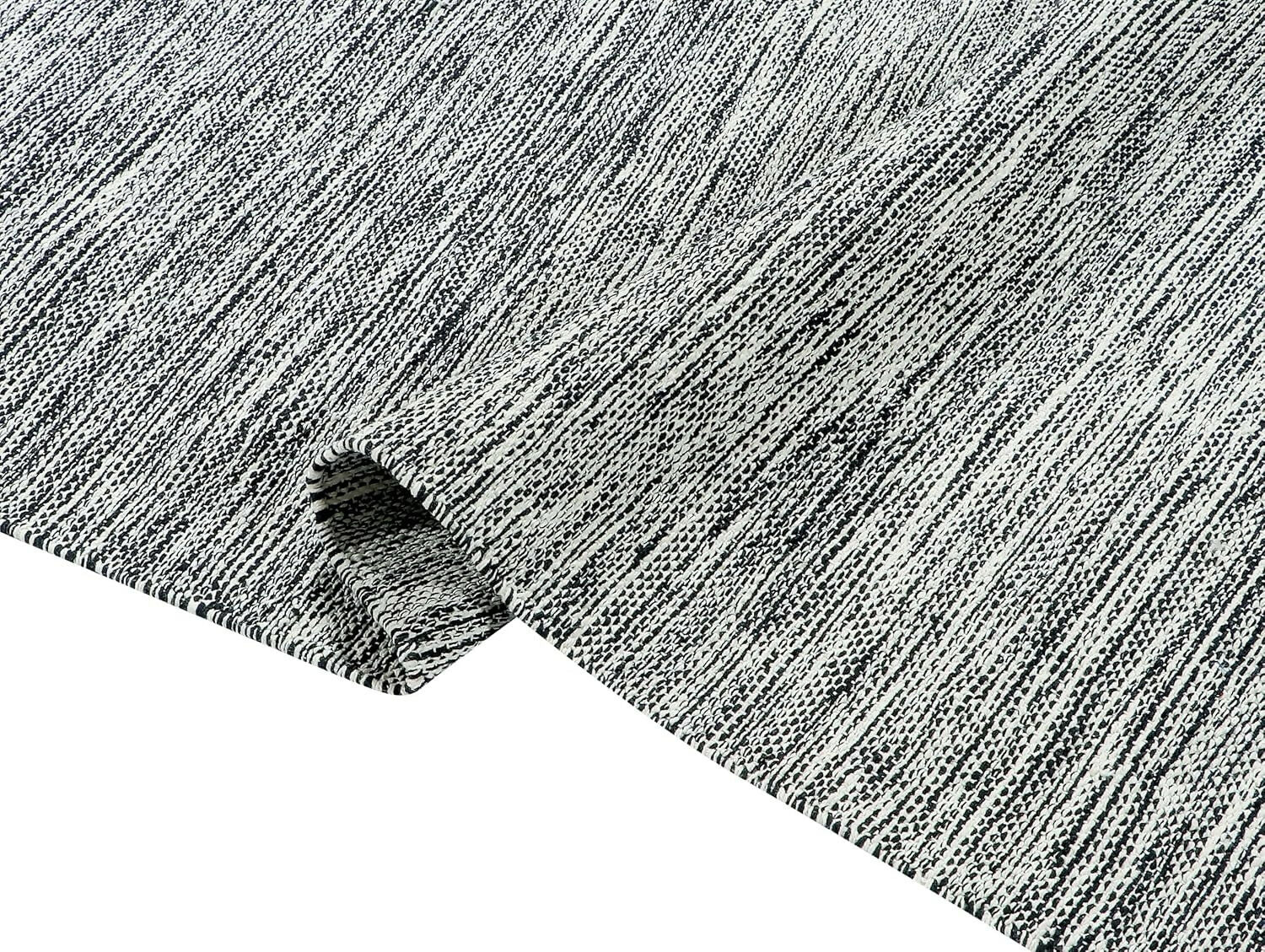 AaHo Eco-Friendly Cotton Rug Reversible Runner for Home Decor (2x5 ft) - black and white