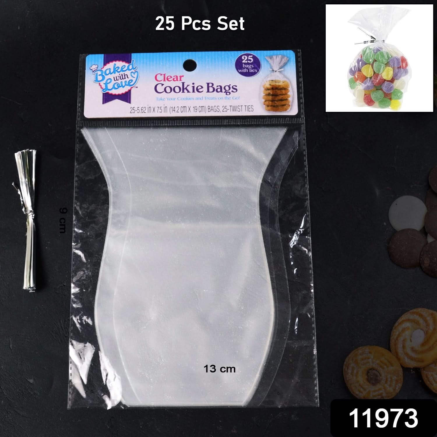 Clear Cookie Bags Gift Bag Clear Flat Treat Bags (25 Pcs Set)