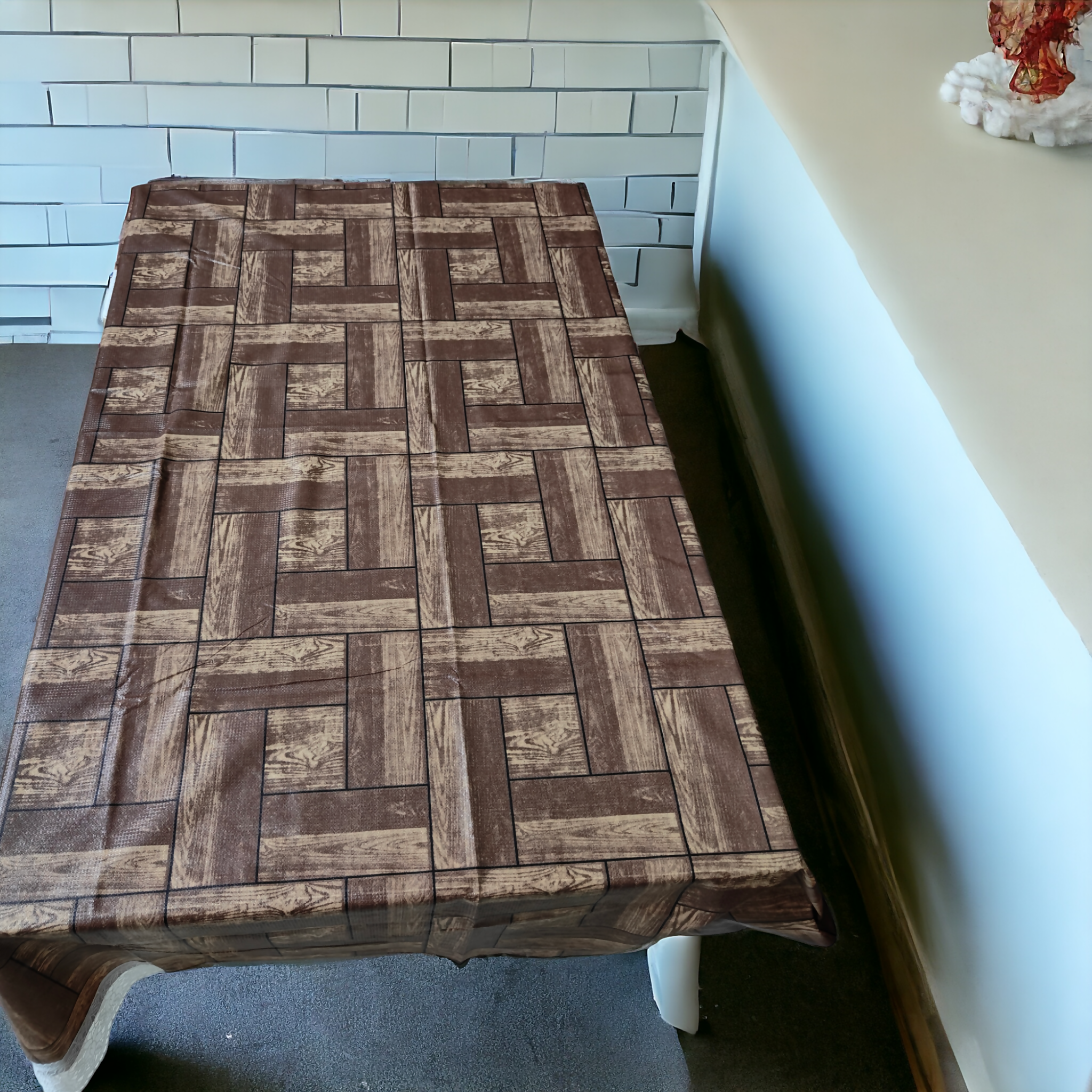 Modern Polyester Dark Brown Wooden Table Cover – Small & Large (40x60 & 60x90) Inches