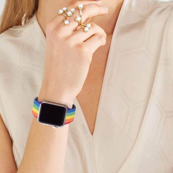 Rainbow Plain Silicone Strap For Apple Watch Series 8 (38mm/40mm/41mm)