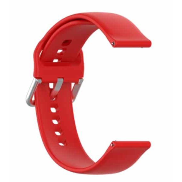 Red Plain Silicone Strap With Stainless steel Buckle For Smart Watch (20mm)