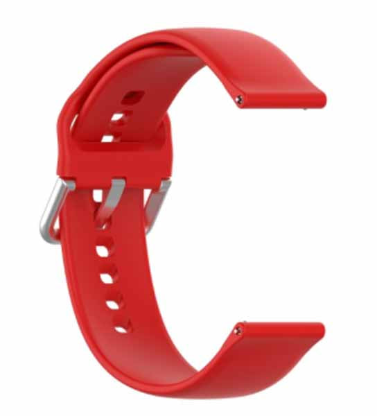 Red Plain Silicone Strap With Stainless steel Buckle For Smart Watch (22mm)