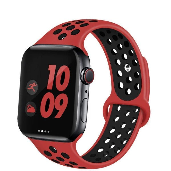 Red Black Dotted Silicone Strap For Apple Watch Series SE 2020  (38mm/40mm/41mm)