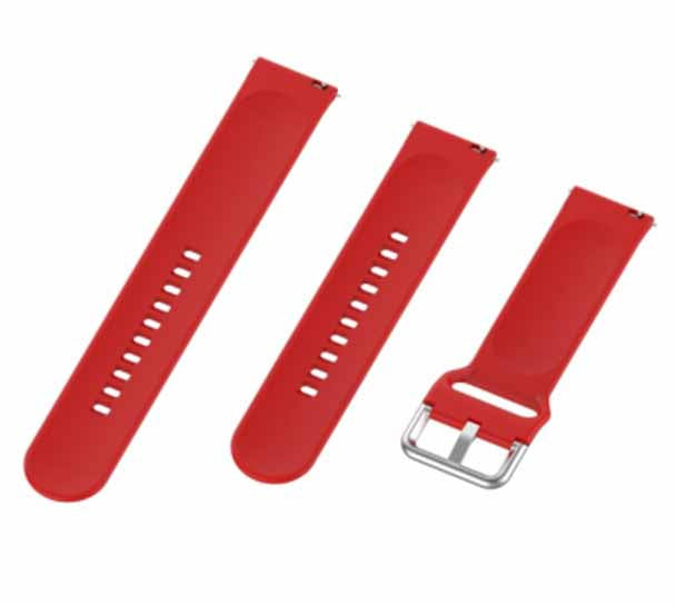 Red Plain Silicone Strap With Stainless steel Buckle For Smart Watch (22mm)