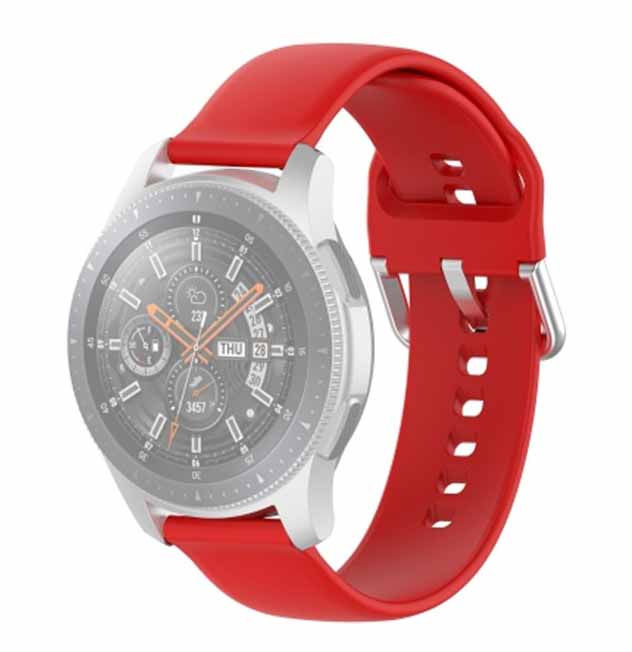 Red Plain Silicone Strap With Stainless steel Buckle For Smart Watch (22mm)