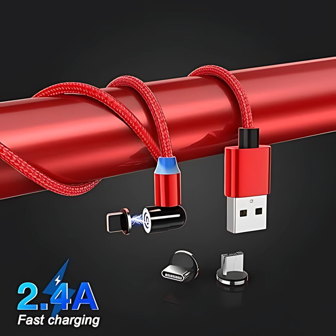 RED CLOTH COATING MAGNETIC (3 in 1) Charging Cable