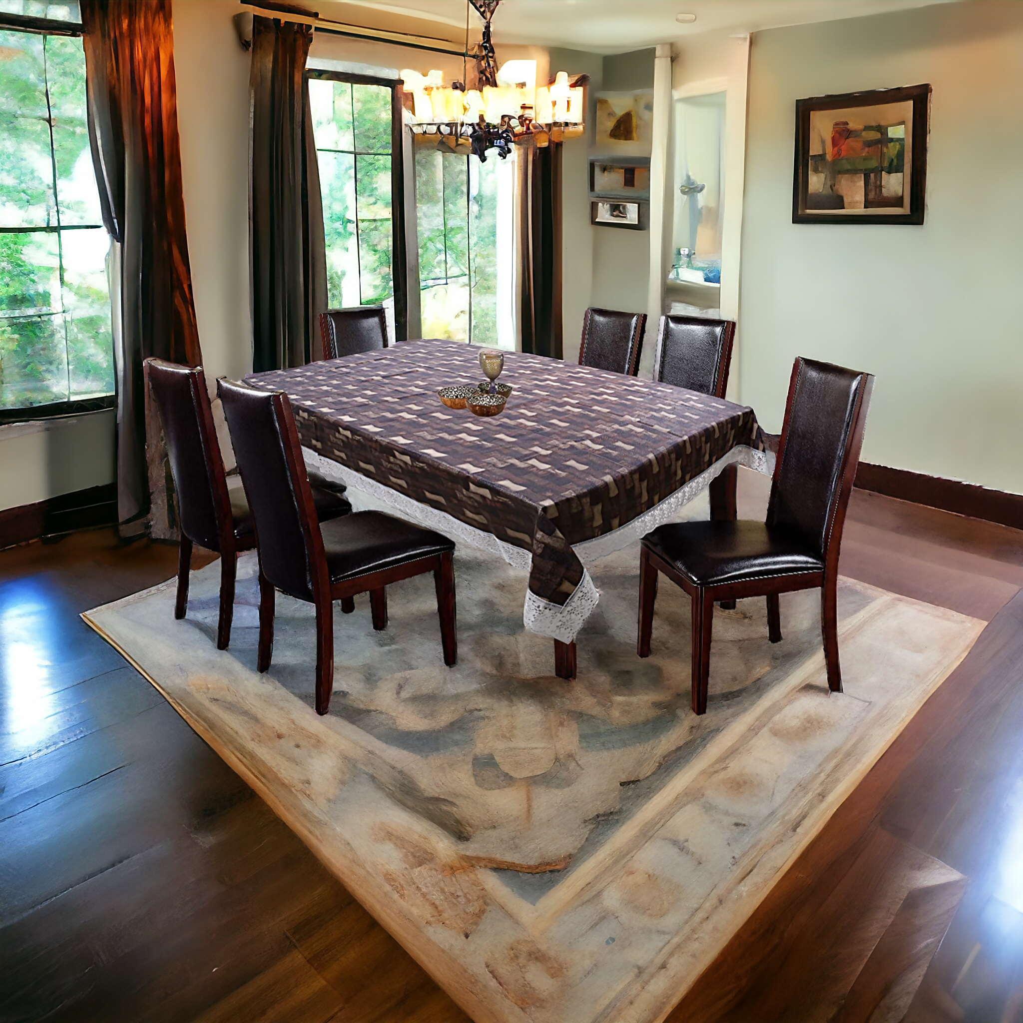 Brown Bamboo Elegance – 3D Rectangular Table Covers Premium Polyester Fabric Medium (40x60) & Large (60x90) Inches