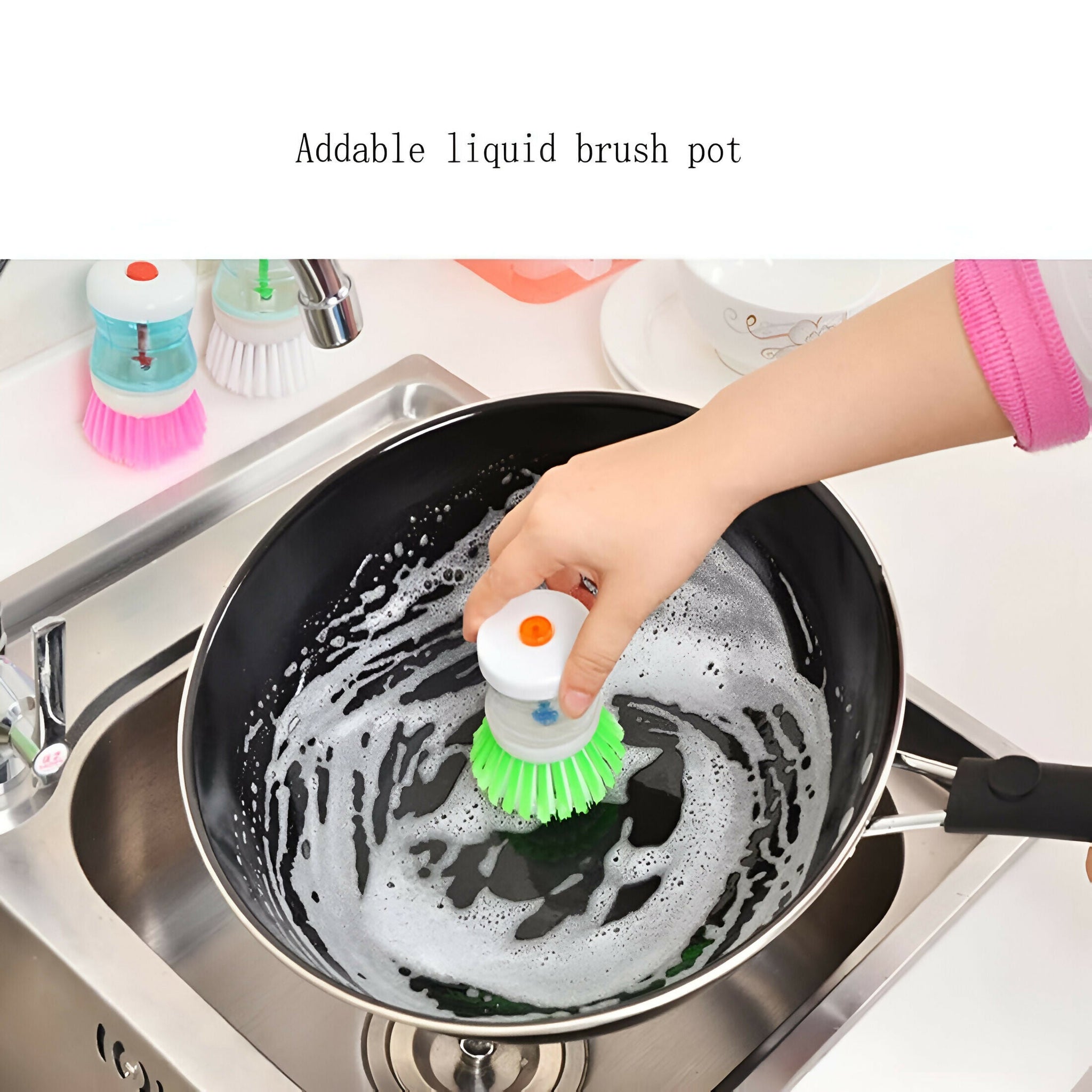 Premium Plastic Cleaning Brush with Built-in Liquid Soap Dispenser