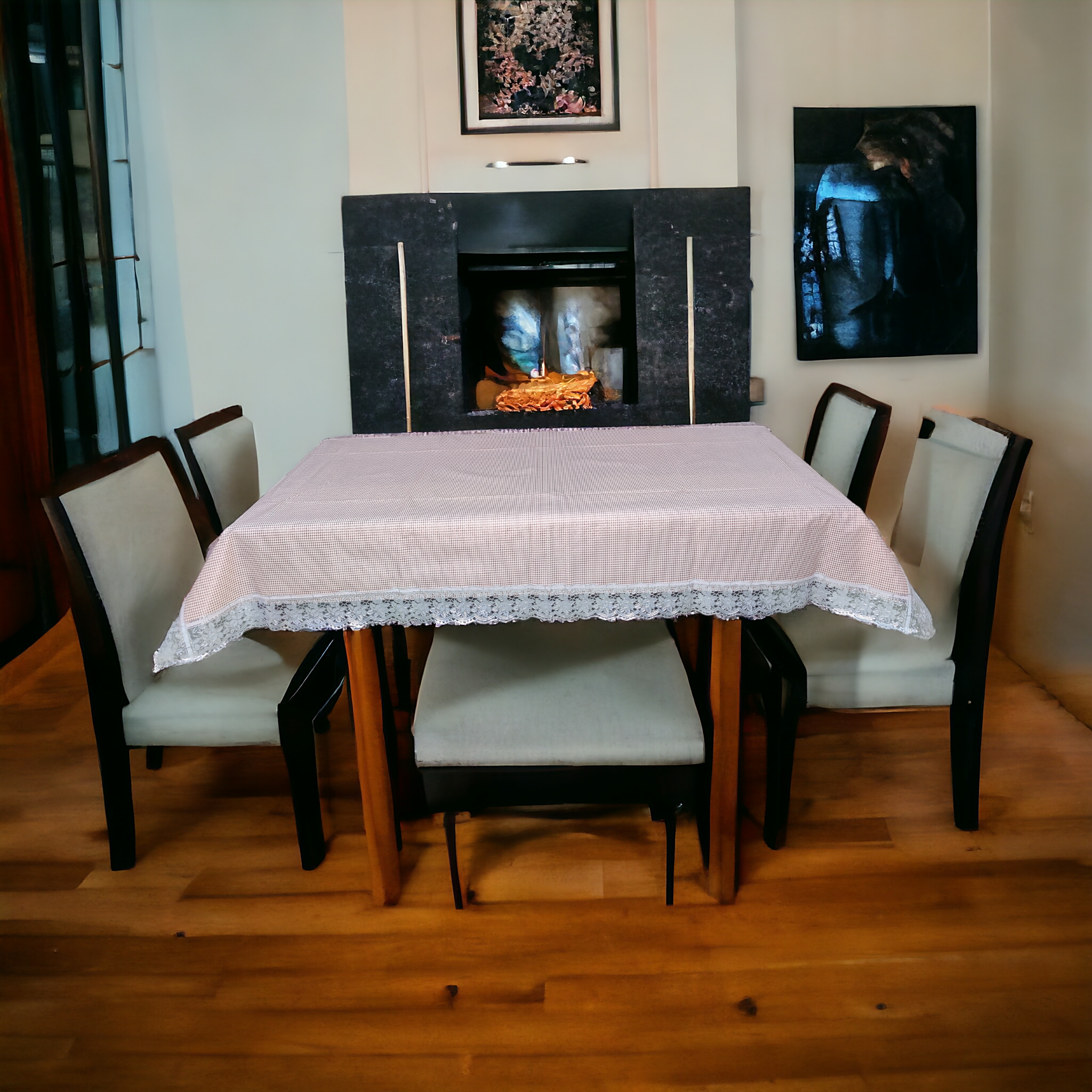 Mopak Decor Table Cover 3D Medium Size 2 to 4 Seater (40*60,Red) Classic Table Cover Printed Table Cover with Lace Centre Table Cover Rectangular Table Cover Dining table cover