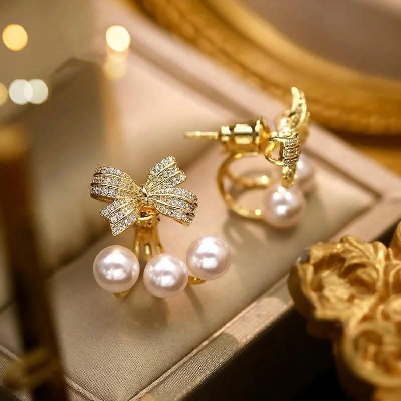 Pinapes Traditional White Pearl Earrings Beautiful Handcrafted Jhumka Set (Set of 2)