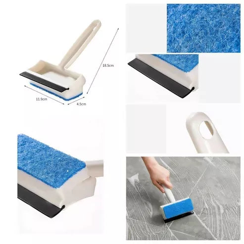 2-in-1 Glass Wiper & Cleaning Brush – Double-Sided Tool for Mirrors, Tiles, Windows & Pots.