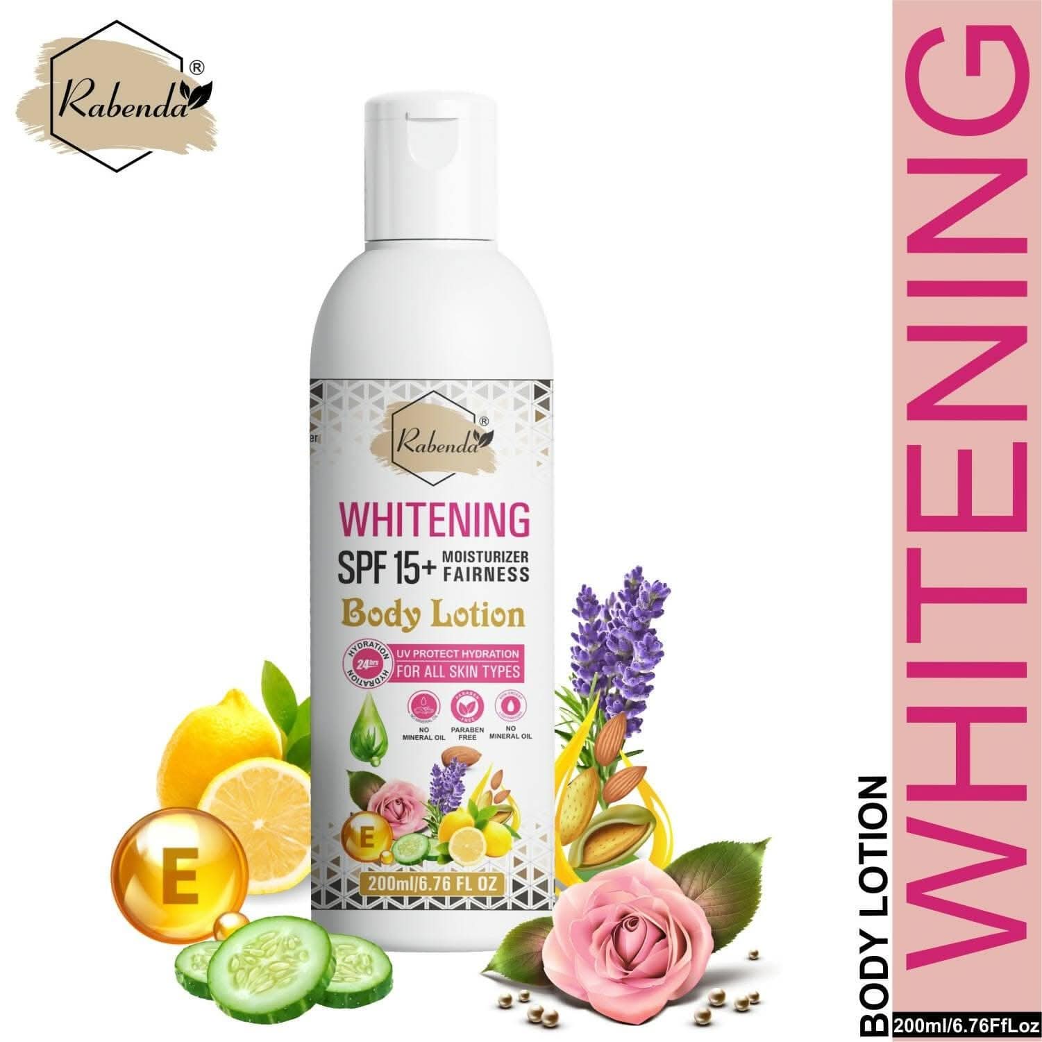 Rabenda Whitening body lotionon SPF15+ Skin Lighten & brightening cream (Pack of 2 - 200 ml)