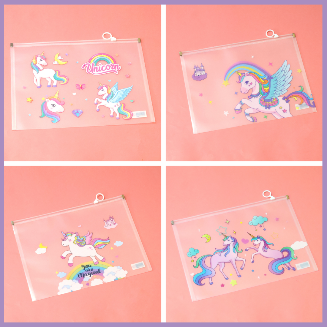 Rainbow Unicorn A4 Zipper File Folder