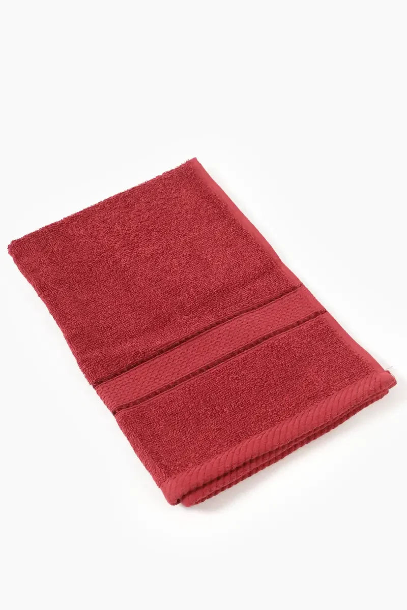 Turkish Cotton Hand Towel - Leaf Dew, 1 Pc - 40 x 60 Cm (Maroon)