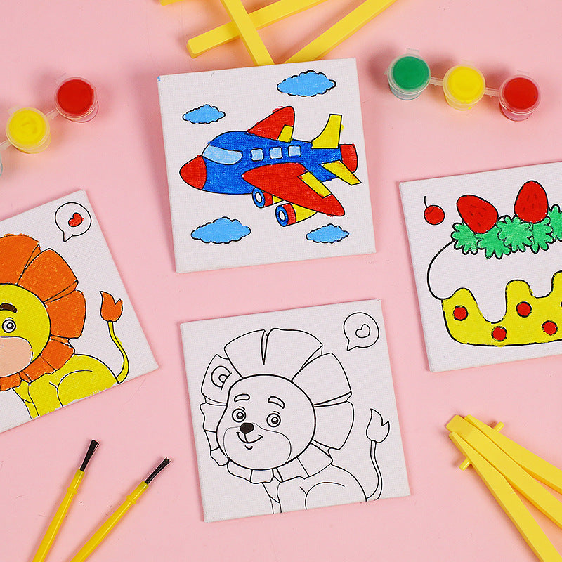 DIY Canvas Easel Painting Kit - 3 Colors & Brush