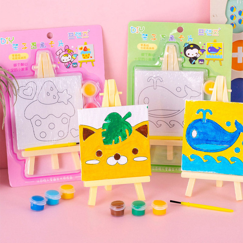 DIY Canvas Easel Painting Kit - 3 Colors & Brush