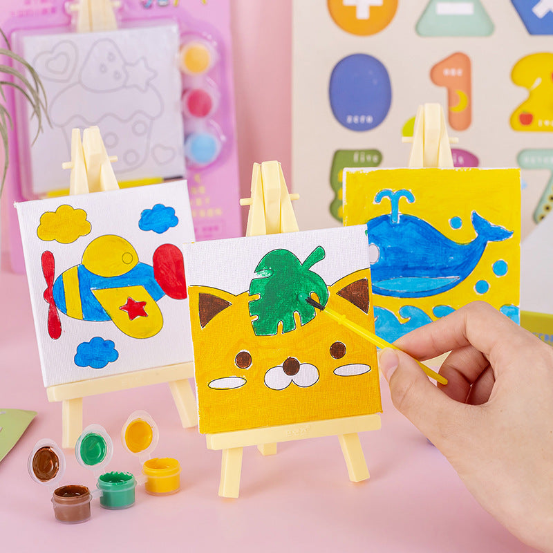 DIY Canvas Easel Painting Kit - 3 Colors & Brush