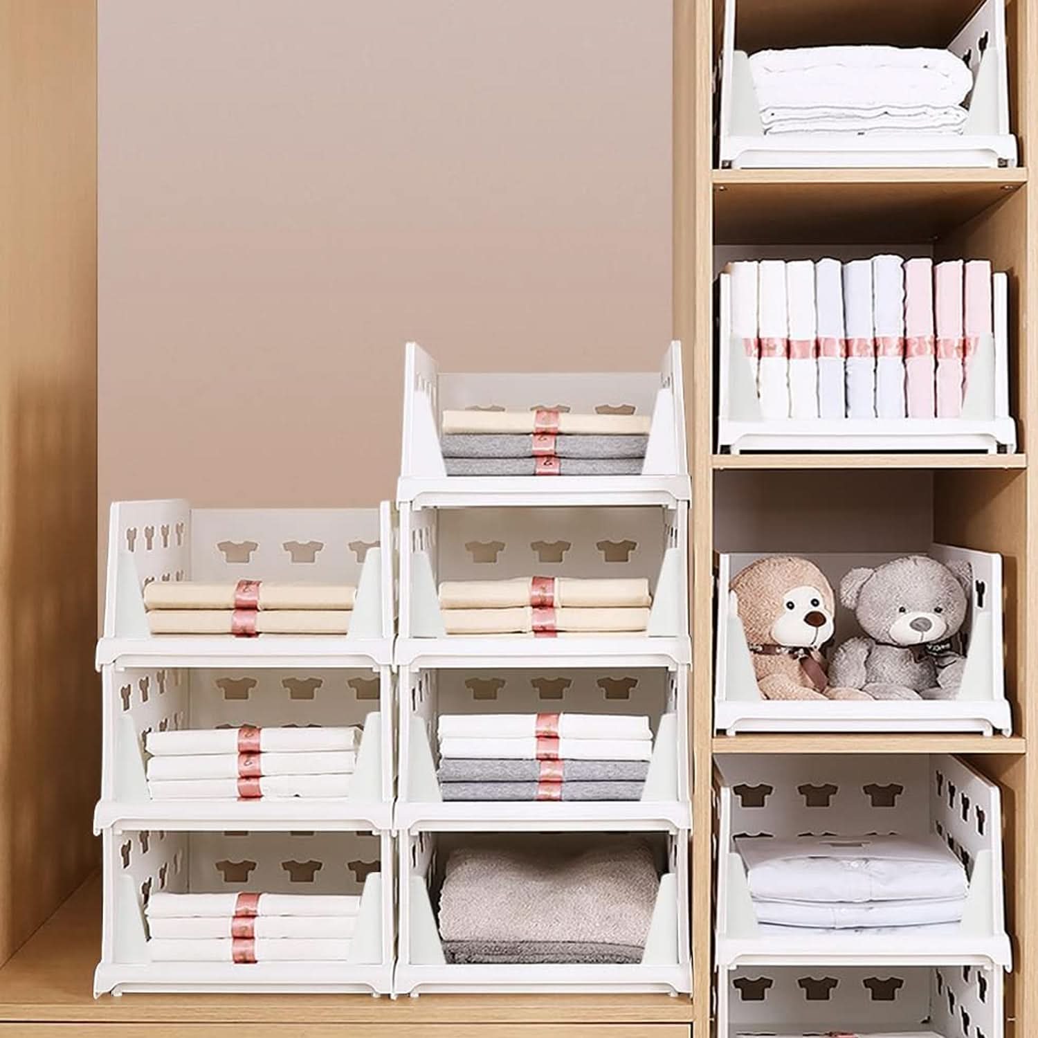 3-Layer Foldable Storage Organizer – Stackable Drawer Shelf (1 Pc)
