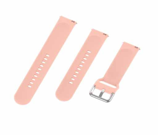Peach Plain Silicone Strap With Stainless steel Buckle For Smart Watch (22mm)