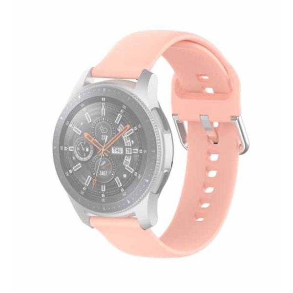 Peach Plain Silicone Strap With Stainless steel Buckle For Smart Watch (20mm)