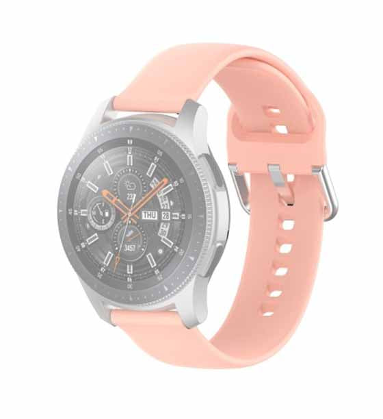 Peach Plain Silicone Strap With Stainless steel Buckle For Smart Watch (22mm)