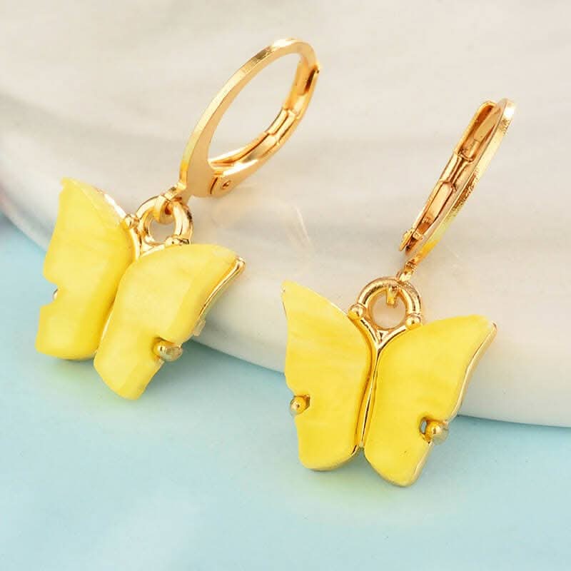 Pinapes elegant butterfly gold plated clip-on earrings for women and girls (yellow)