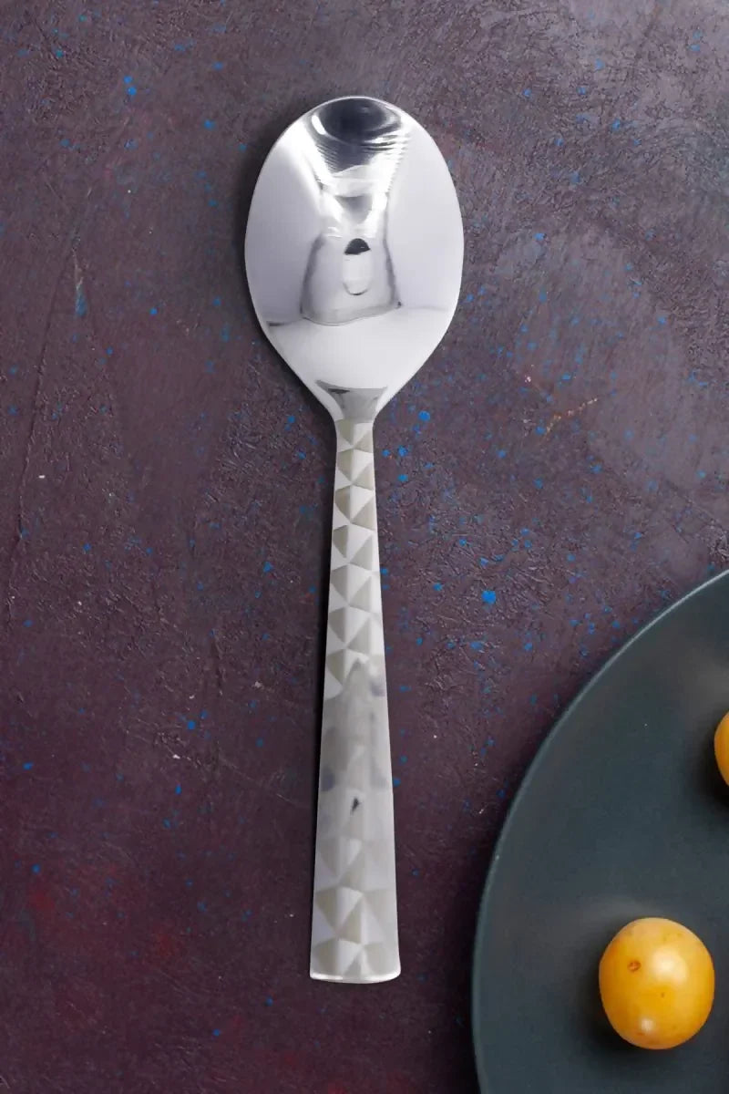 Prabha Stainless Steel Crysta Dessert Spoon Set - 18cm