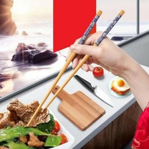 Natural Bamboo Reusable Chopsticks for Noodles, Fried Rice (5 pairs)