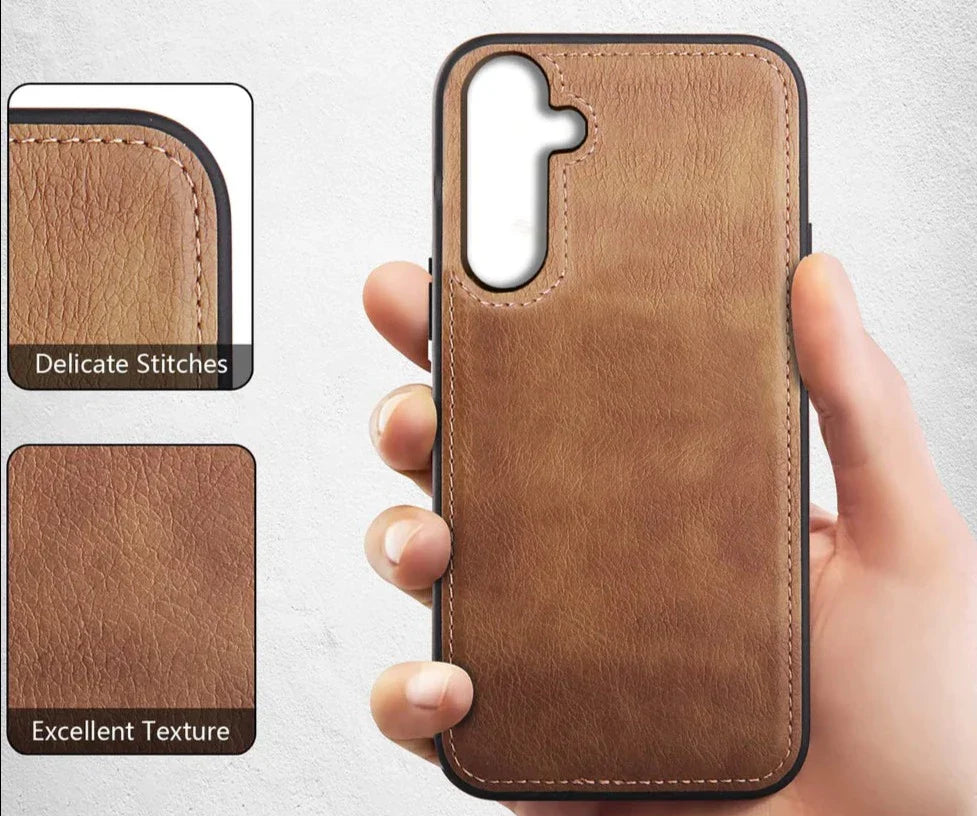 Puloka Brown Leather Case for Samsung S23 FE