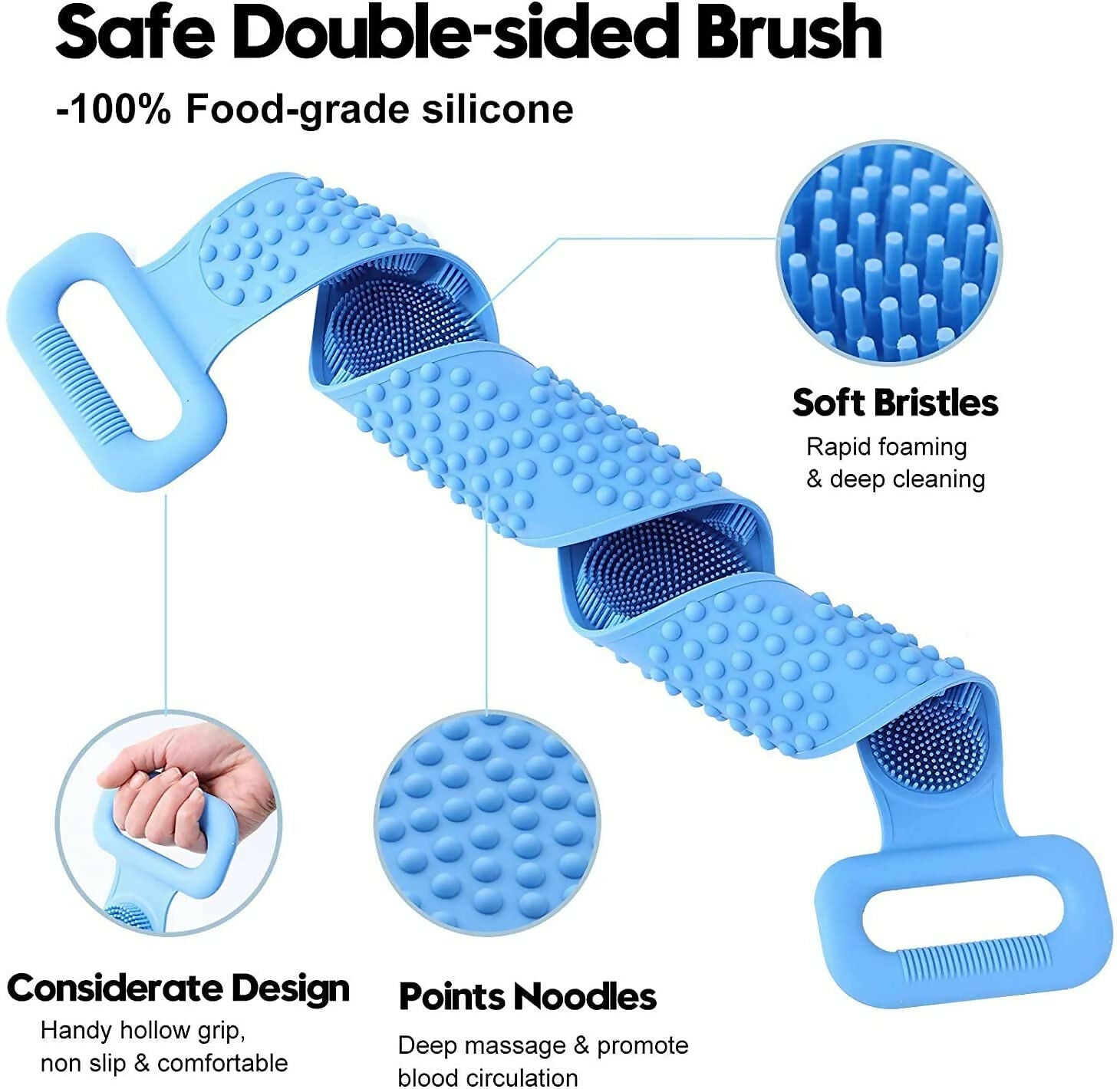 Silicone Body Back Scrubber & Bath Brush for Cleaning and Massaging (2 Pcs Combo)