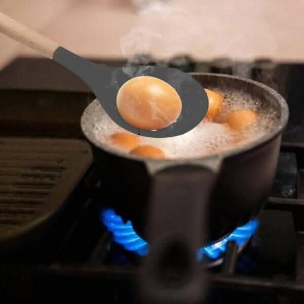 P-Plus International Silicone Cooking Spoon – BPA-Free, Heat-Resistant, Non-Stick (Grey)