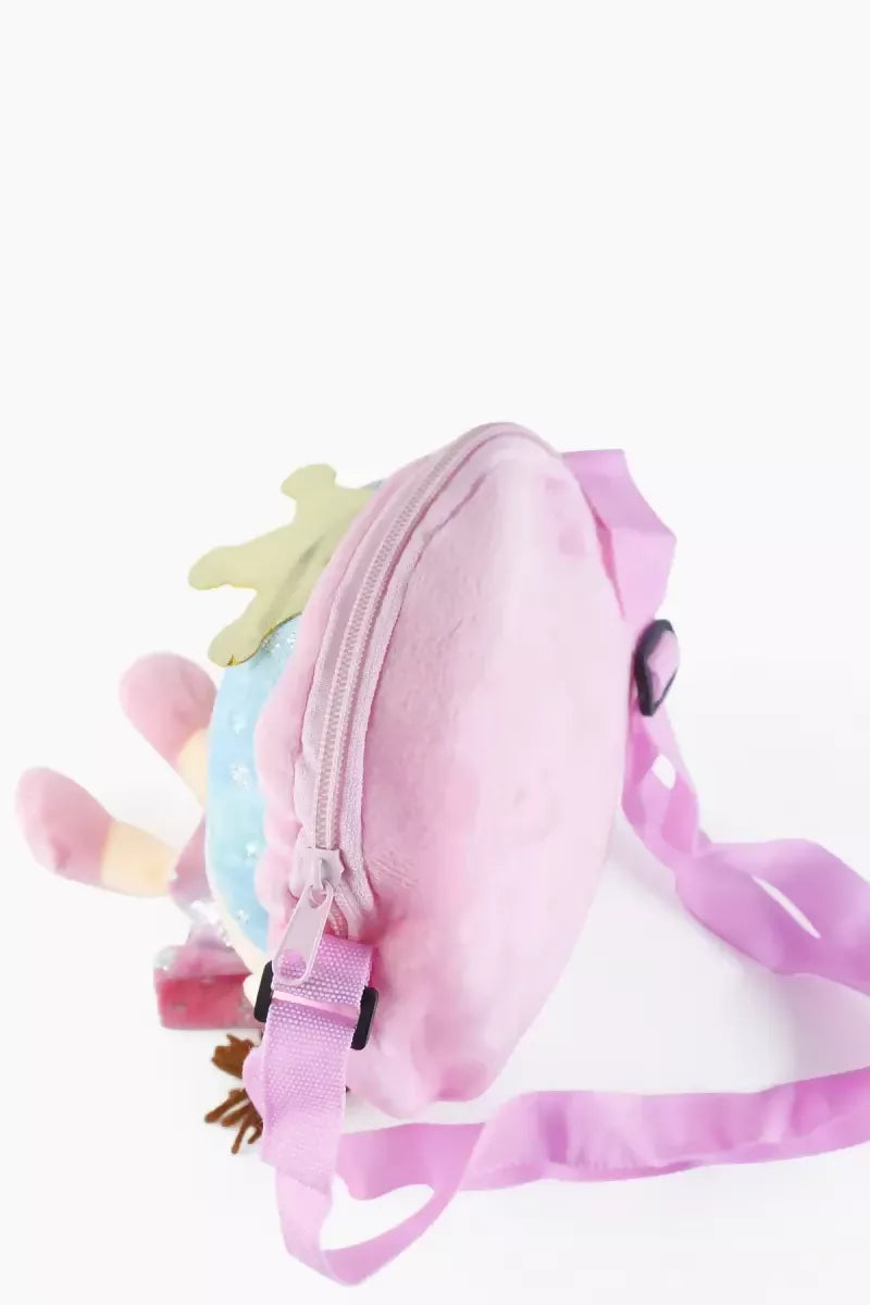 Cute Soft Doll Sling Bag for Girls - Pink