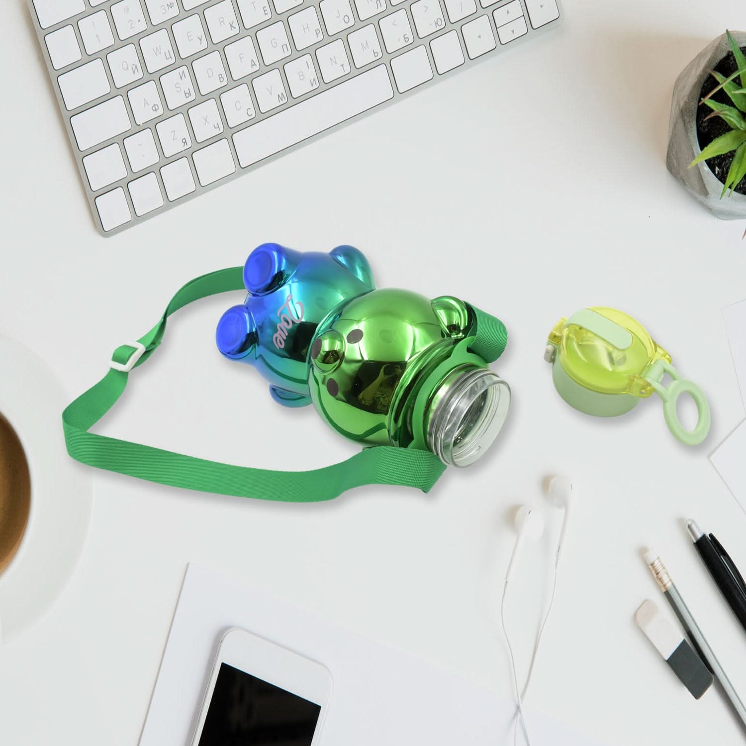 Cute Kids Water Bottle with Straw, Stickers & Strap – Leakproof, 1L Capacity (1 Pc)