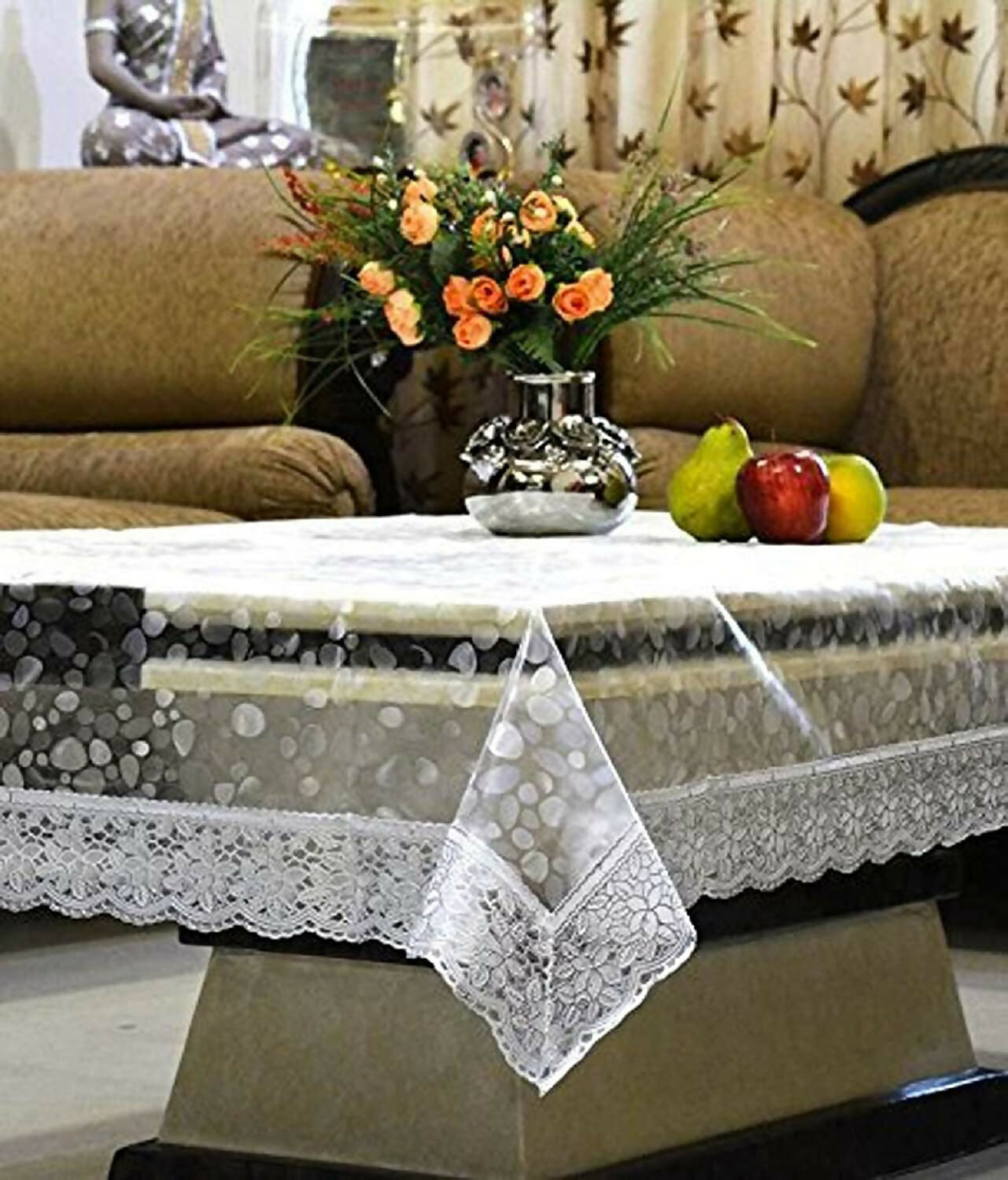 Mopak Decor Table Cover 3D Classic Table Cover Printed Table Cover with Lace Centre Table Cover