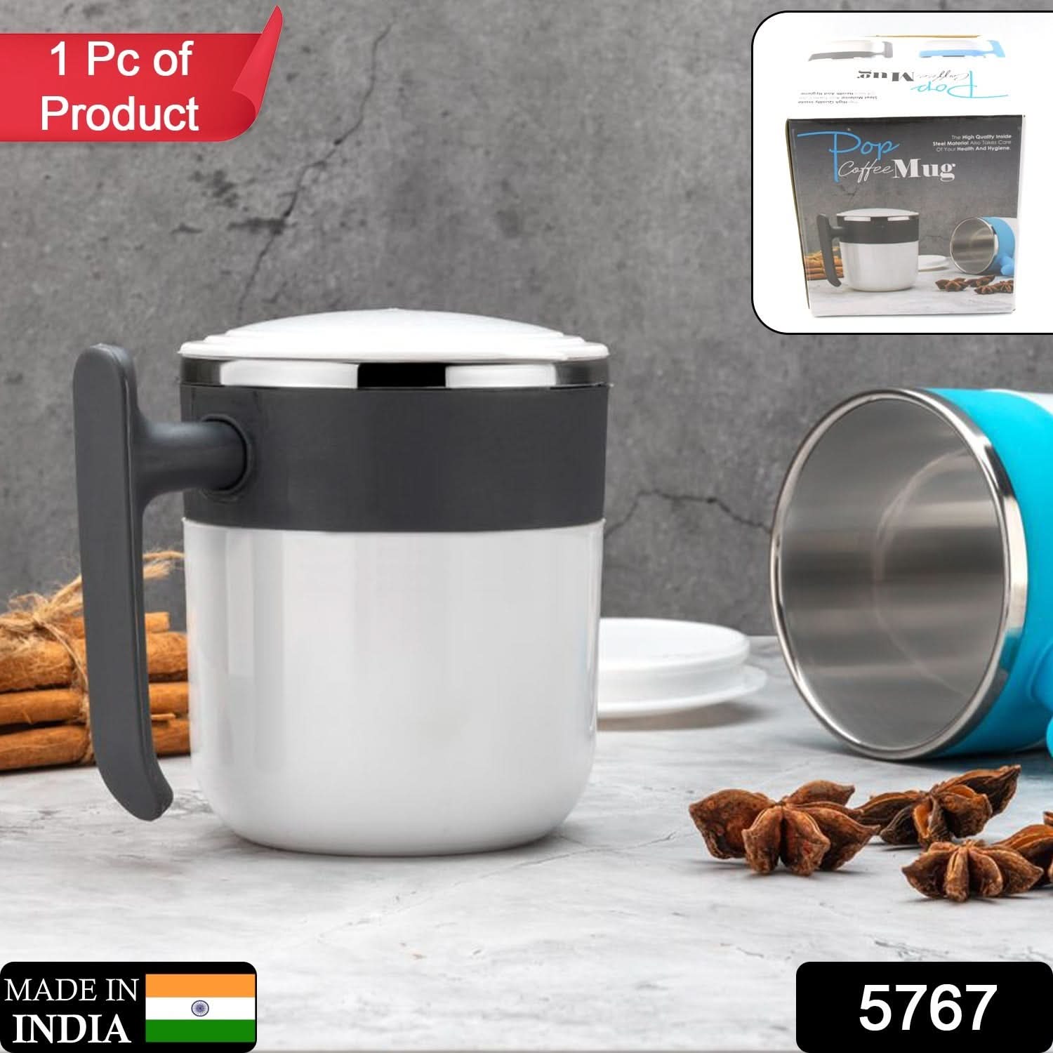 Stainless Steel  Mug with Lid Cover (1 Pc )