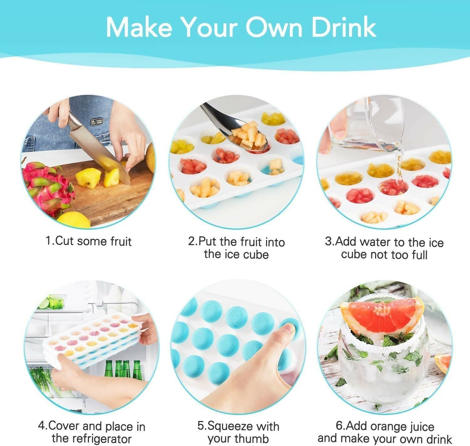 Pop-Up Ice Cube Trays for Easy Release – With Lid, Freezer Safe