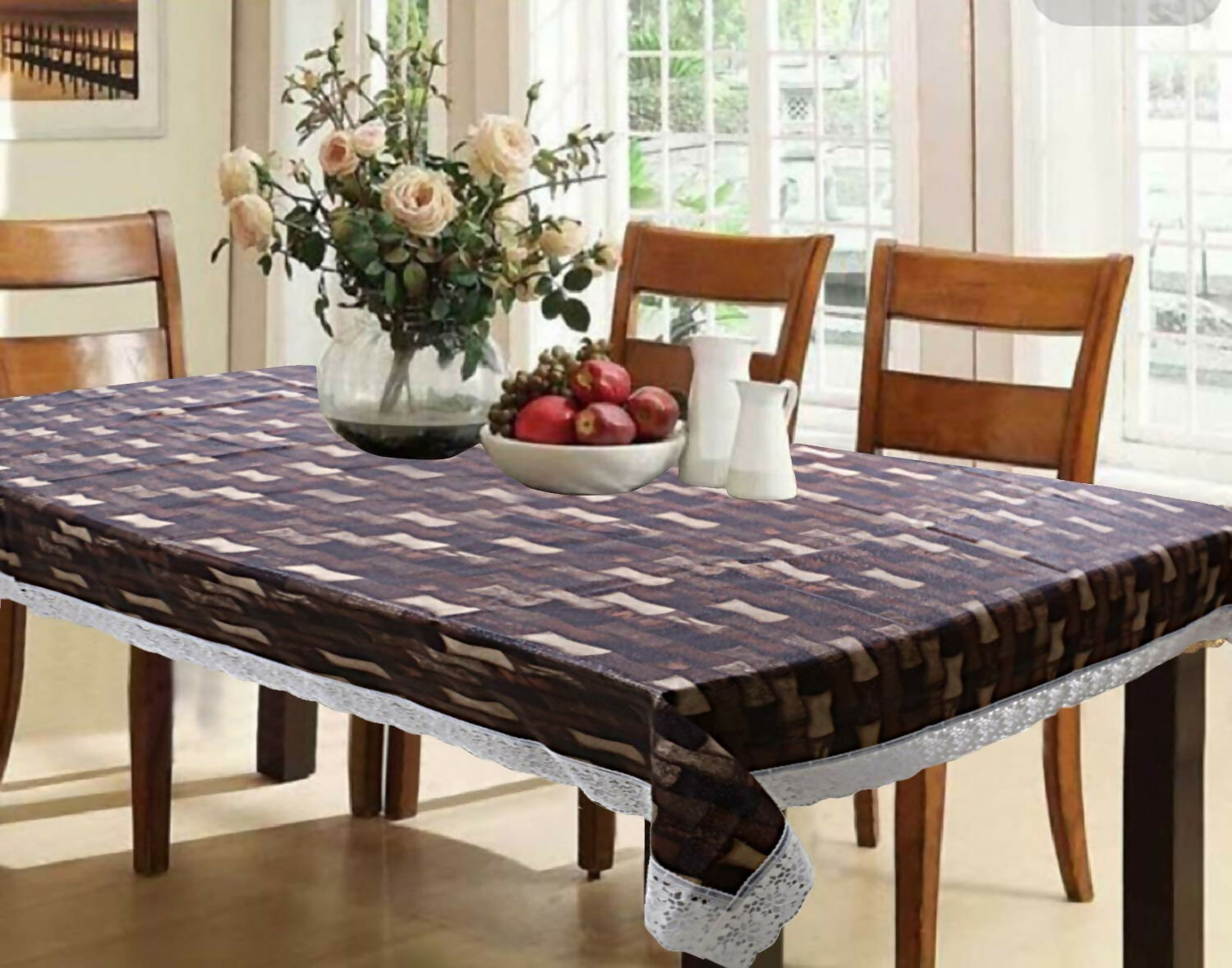 Brown Bamboo Elegance – 3D Rectangular Table Covers Premium Polyester Fabric Medium (40x60) & Large (60x90) Inches