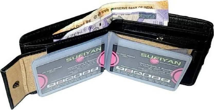 Men Casual Black Artificial Leather Wallet Regular Size (12 Card Slots)