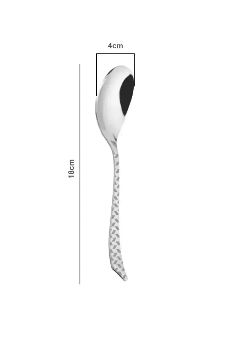 Prabha Stainless Steel Pyramid Dessert Spoon Set - 18cm