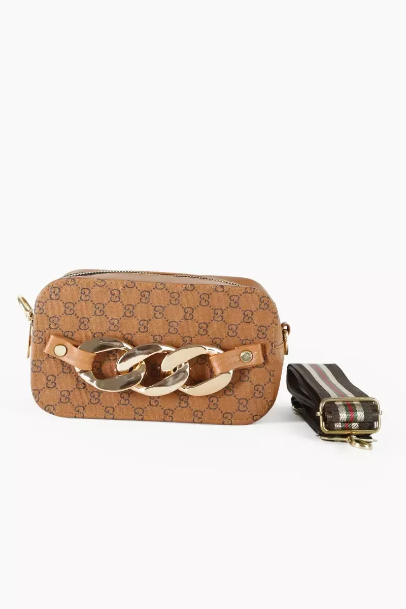 Printed Casual Sling Bag for Women - Brown