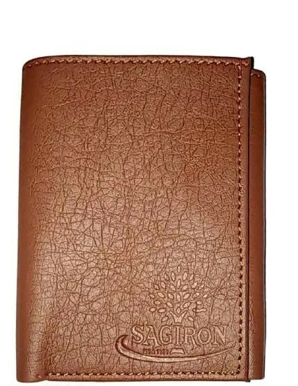 Men's Tan Leather Wallet 7 Card Slots (Twill Fabric )